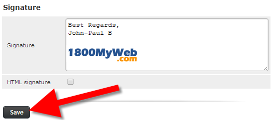 Record your new webmail signature